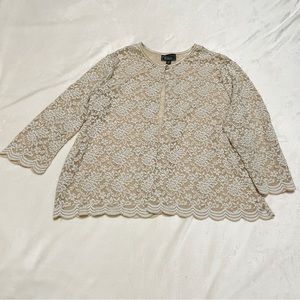 Collection Dress Barn 3/4 sleeve Floral Lace Nude Sweater Size 1X